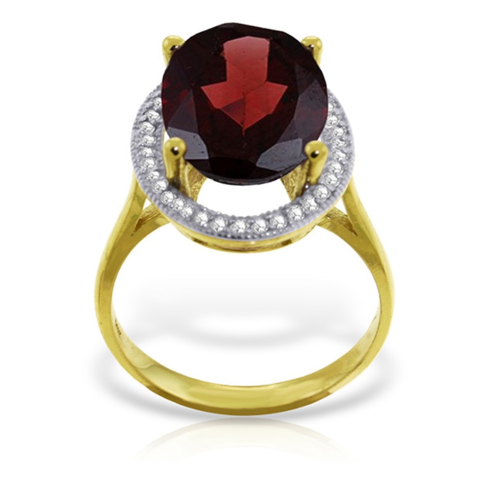 14K SOLID GOLD RING WITH NATURAL DIAMONDS & GARNET - Picture 2 of 3